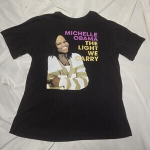USA Strong Michelle Obama T Shirt Size Large Black Short Sleeve Graphic Tee